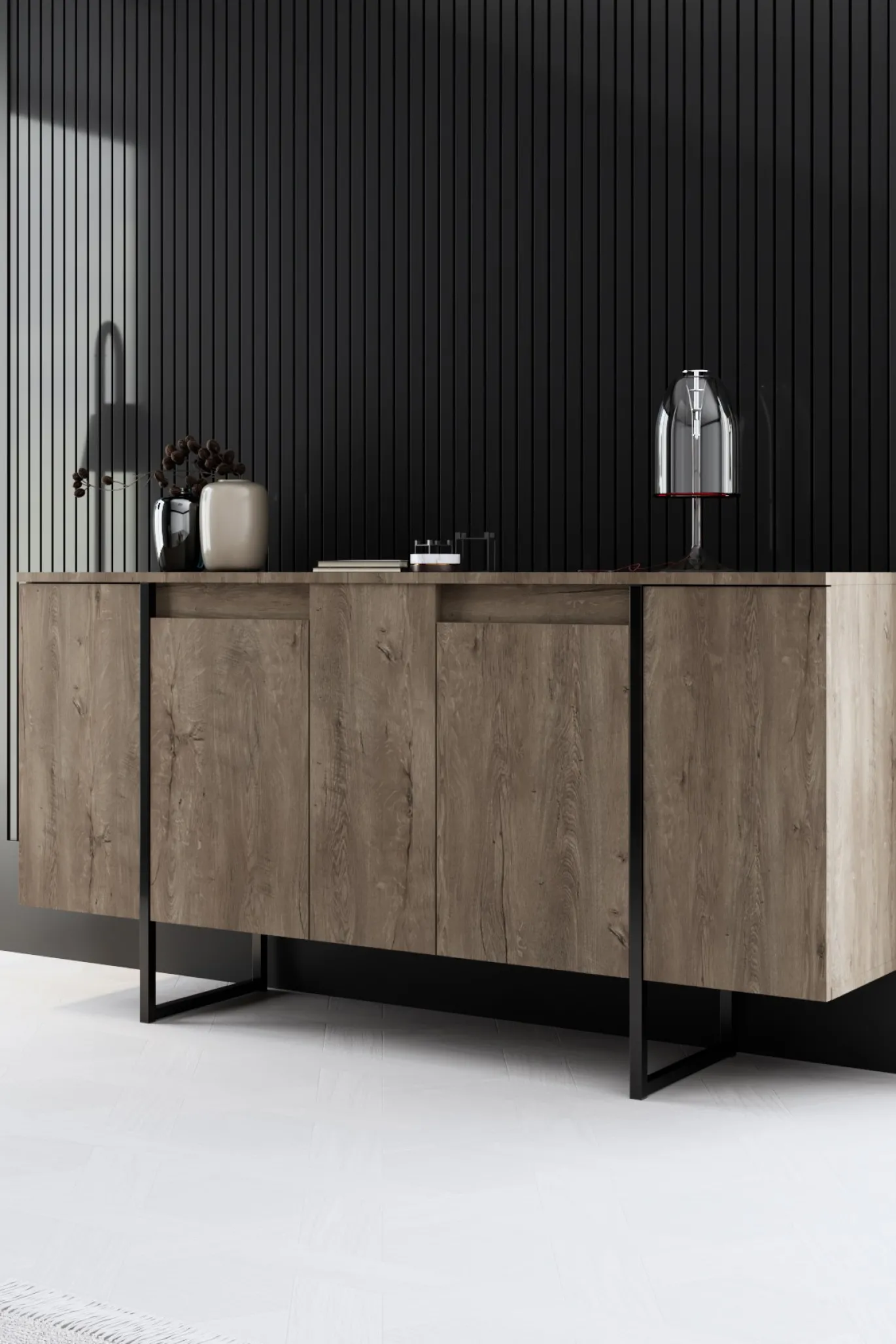 Dressoir Luxe Walnoot/Zwart 160cm