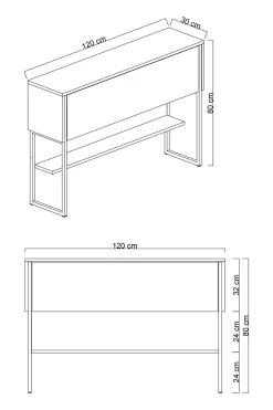Dressoir Luxe Wit/Goud 120cm