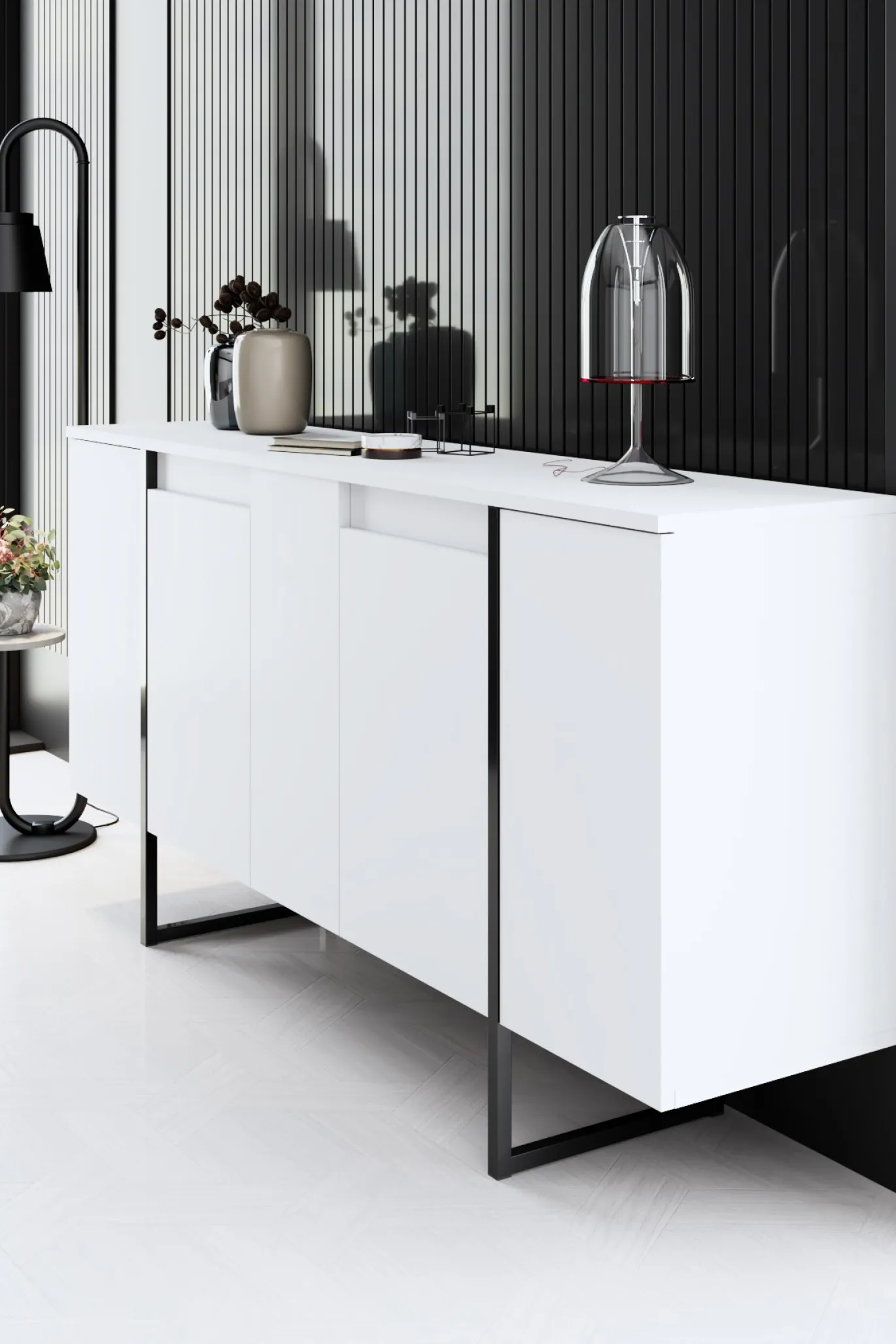 Dressoir Luxe Wit/Zwart 160cm