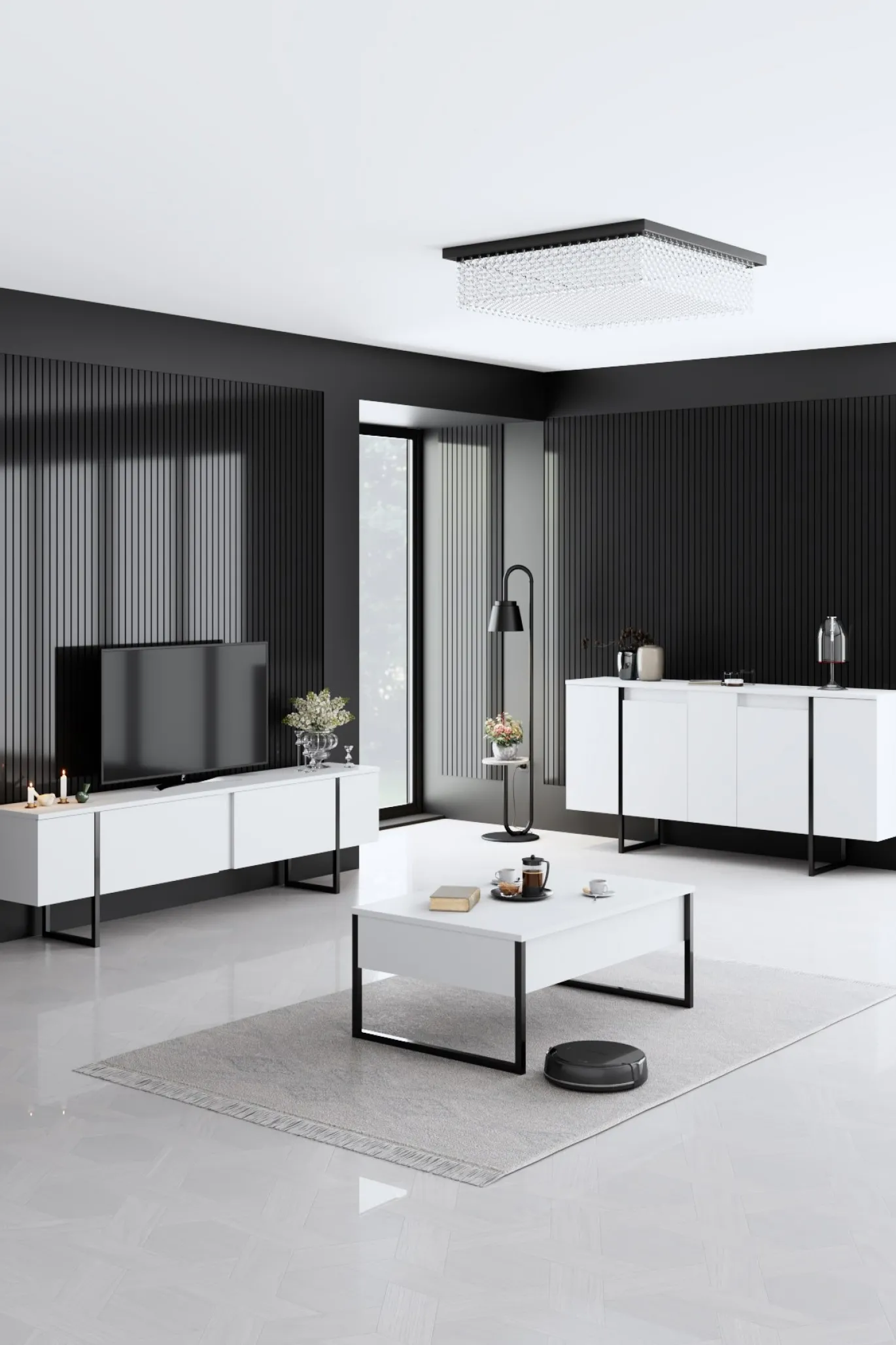 Dressoir Luxe Wit/Zwart 160cm