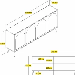 Dressoir Lyon Crème/Goud 180cm