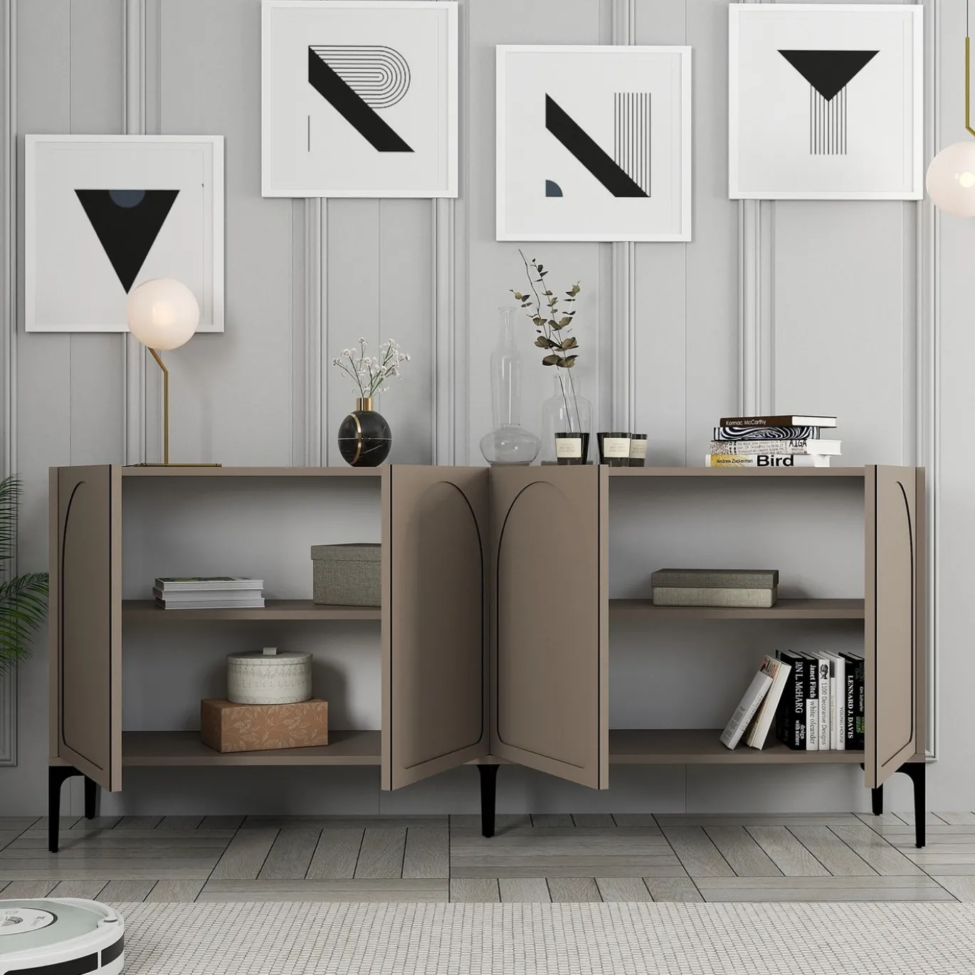 Dressoir Lyon Taupe/Zwart 180cm