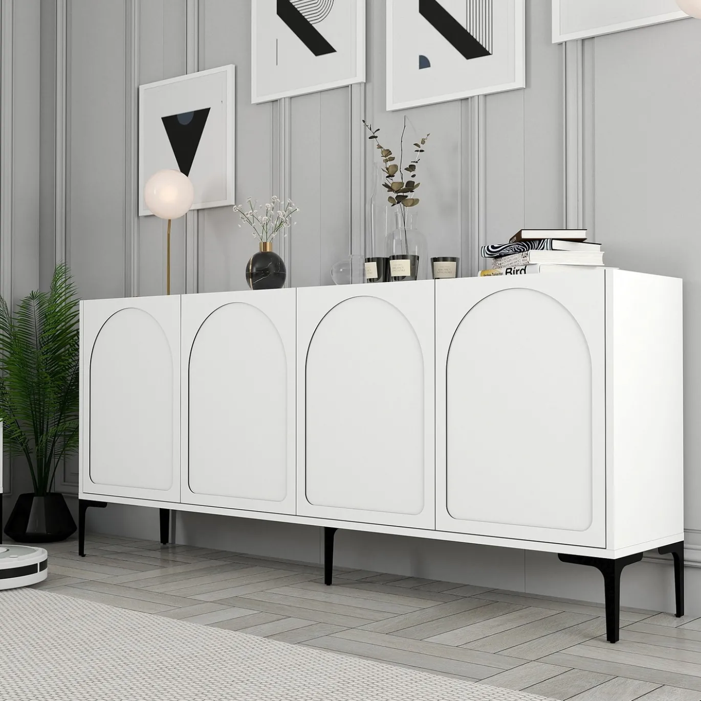 Dressoir Lyon Wit/Zwart 180cm