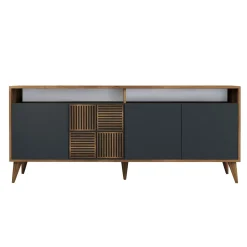 Dressoir Milan Melamine Walnoot Antraciet 180cm