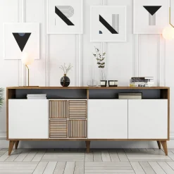 Dressoir Milan Melamine Walnoot Wit 180cm