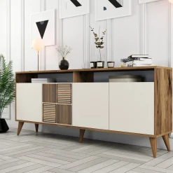 Dressoir Milan Melamine Walnoot Crème 180cm