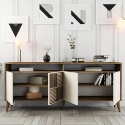 Dressoir Milan Melamine Walnoot Crème 180cm