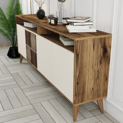 Dressoir Milan Melamine Walnoot Crème 180cm