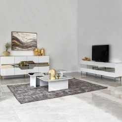 Dressoir Milan Wit/Goud 180cm
