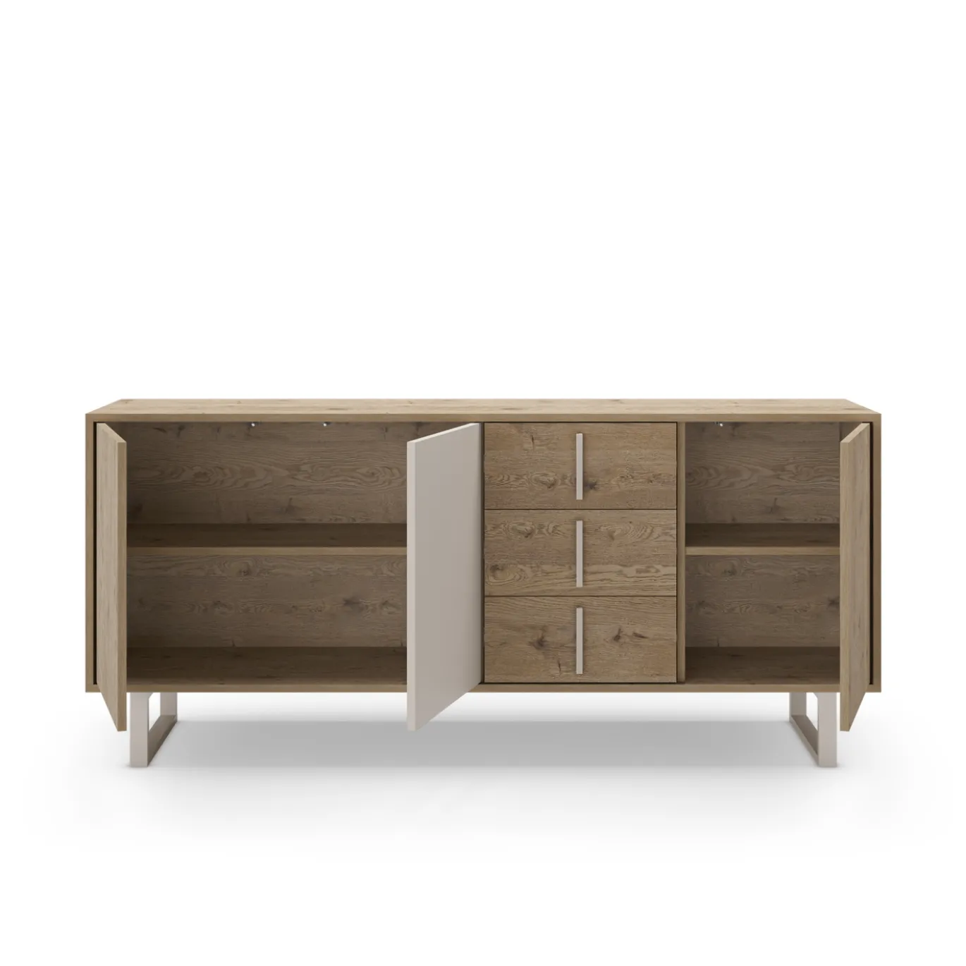 Dressoir Millay 3d3L 180cm Eiken/grijs - Giga Meubel