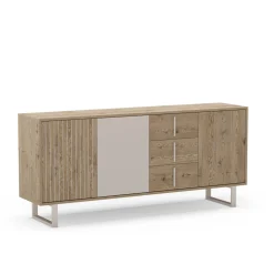 Dressoir Millay 3d3L 180cm Eiken/grijs - Giga Meubel