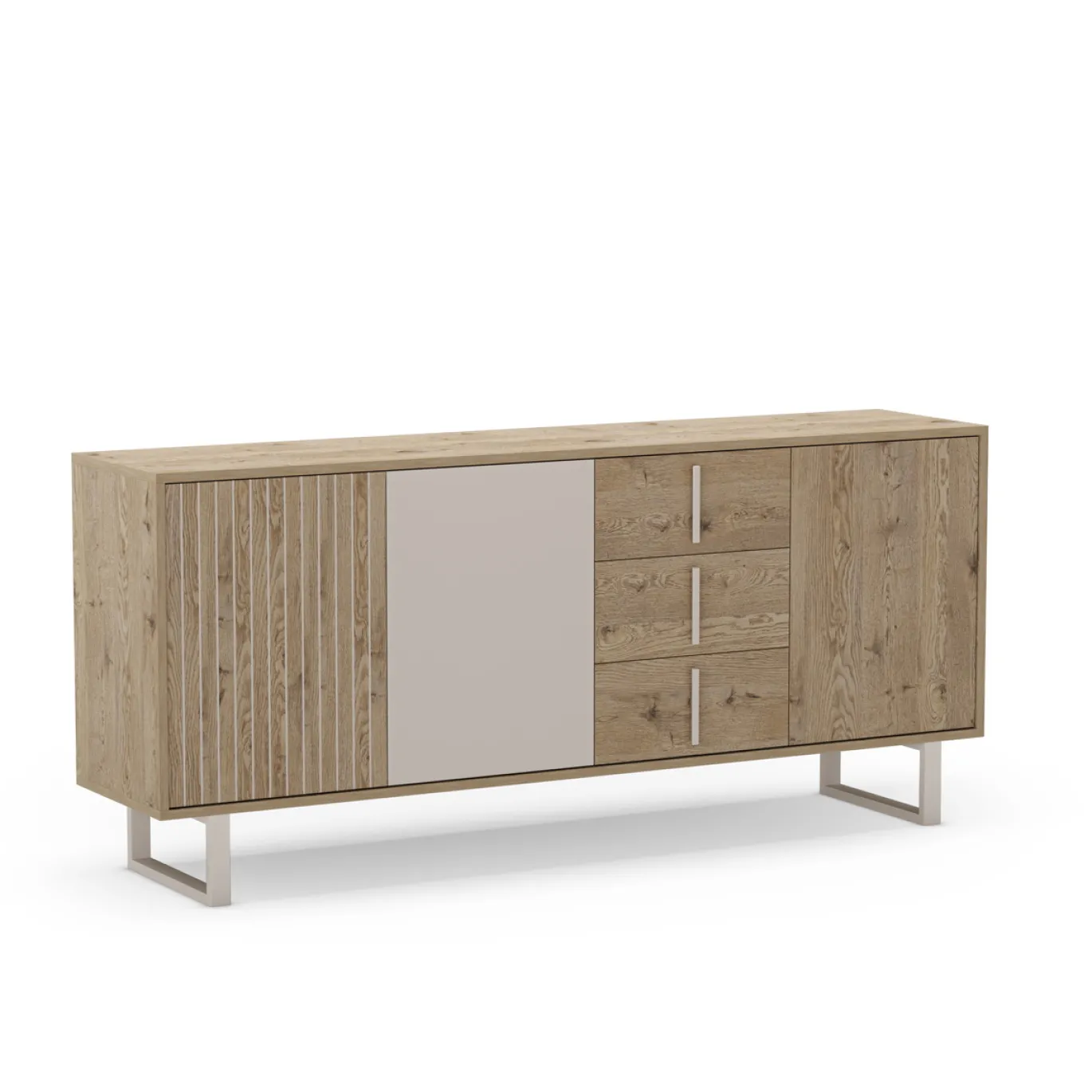 Dressoir Millay 3d3L 180cm Eiken/grijs - Giga Meubel