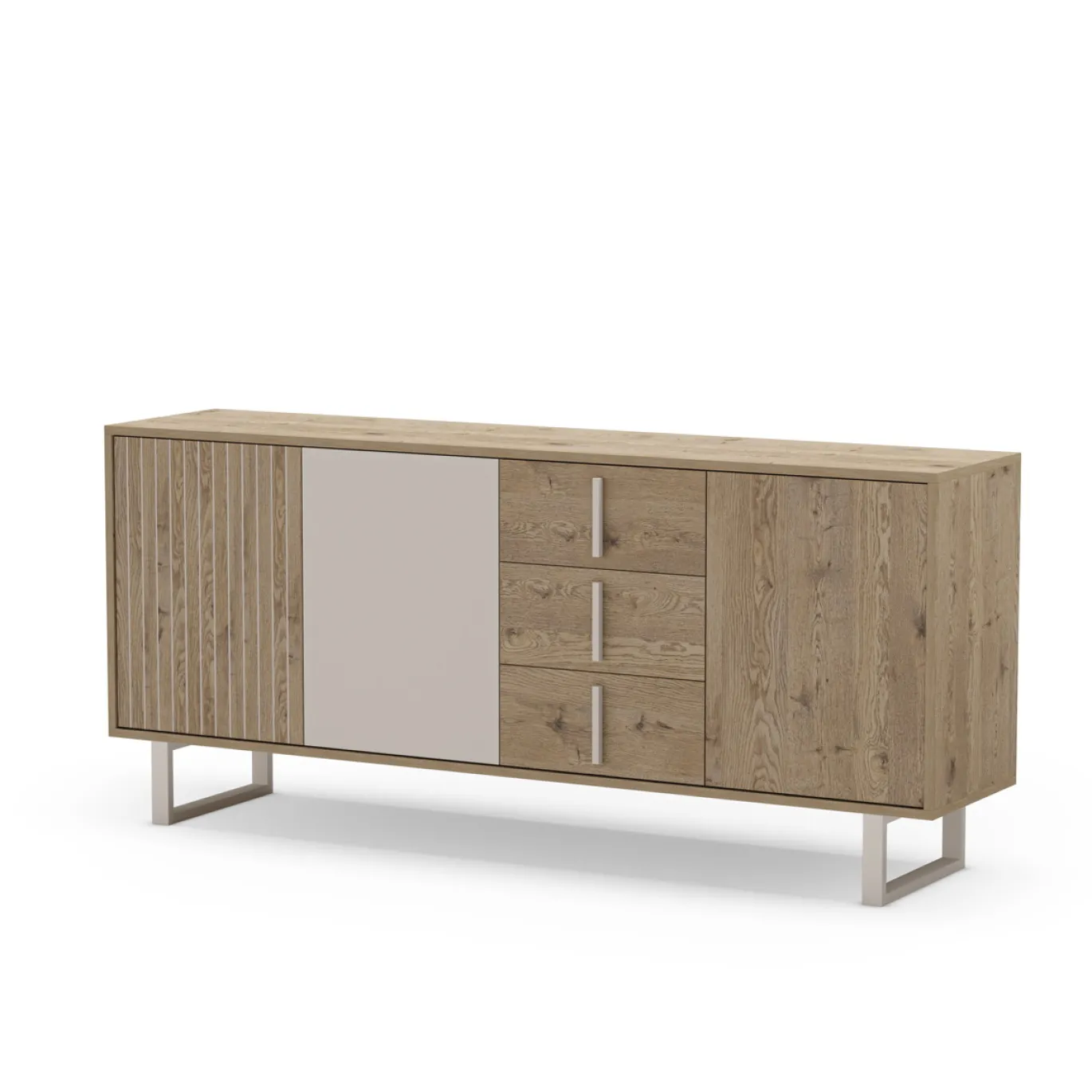 Dressoir Millay 3d3L 180cm Eiken/grijs - Giga Meubel