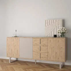 Dressoir Millay 3d3L 180cm Eiken/grijs - Giga Meubel