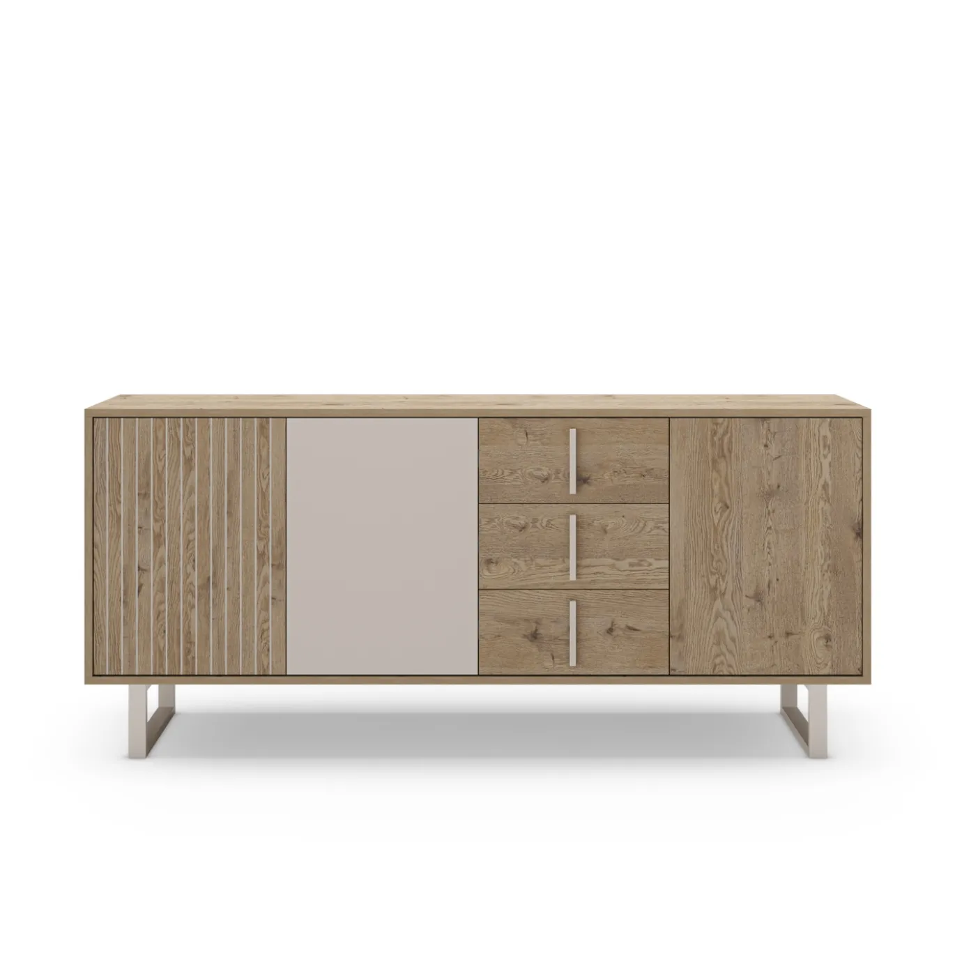 Dressoir Millay 3d3L 180cm Eiken/grijs - Giga Meubel