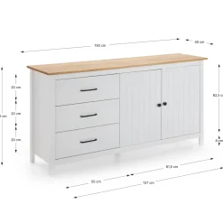 Dressoir Miranda 2d3L Wit Wax - Giga Meubel