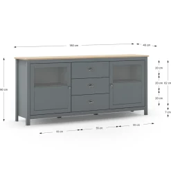 Dressoir Misti 3L2d 180cm Khaki Groen/eiken - Giga Meubel