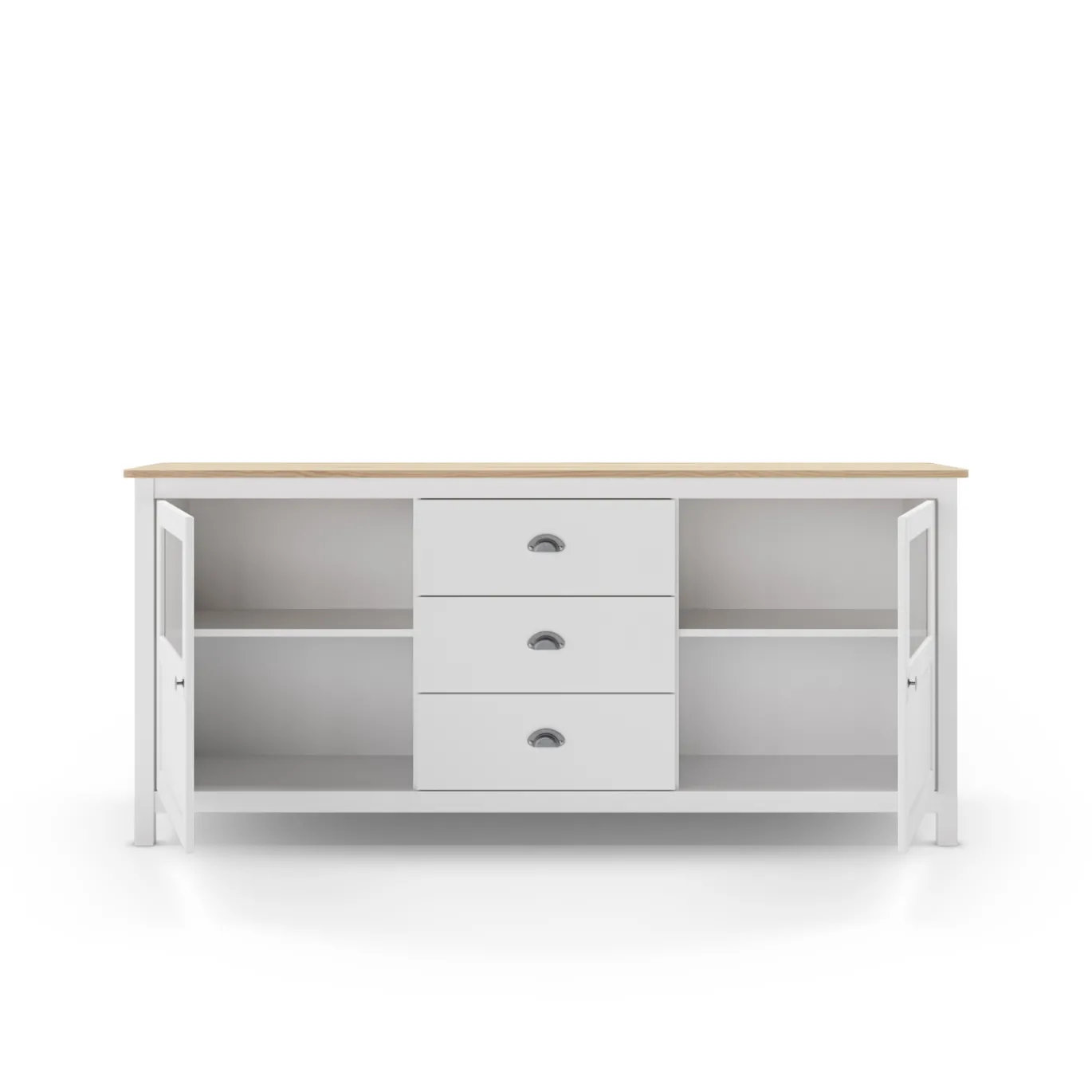 Dressoir Misti 3L2d 180cm Wit/eiken - Giga Meubel