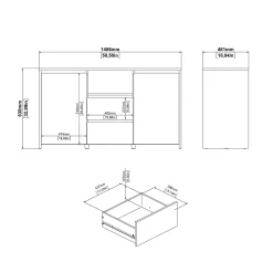 Dressoir Next Jackson Hickory Wit Hoogglans 149cm - Giga Living