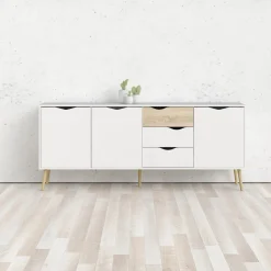 Dressoir Oslo Wit/Naturel 196cm - Giga Living
