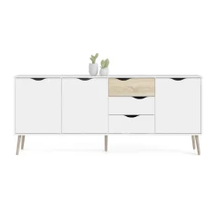 Dressoir Oslo Wit/Naturel 196cm - Giga Living