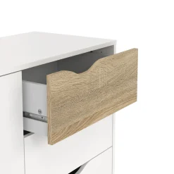 Dressoir Oslo Wit/Naturel 2-deurs + 3-lades - Giga Living