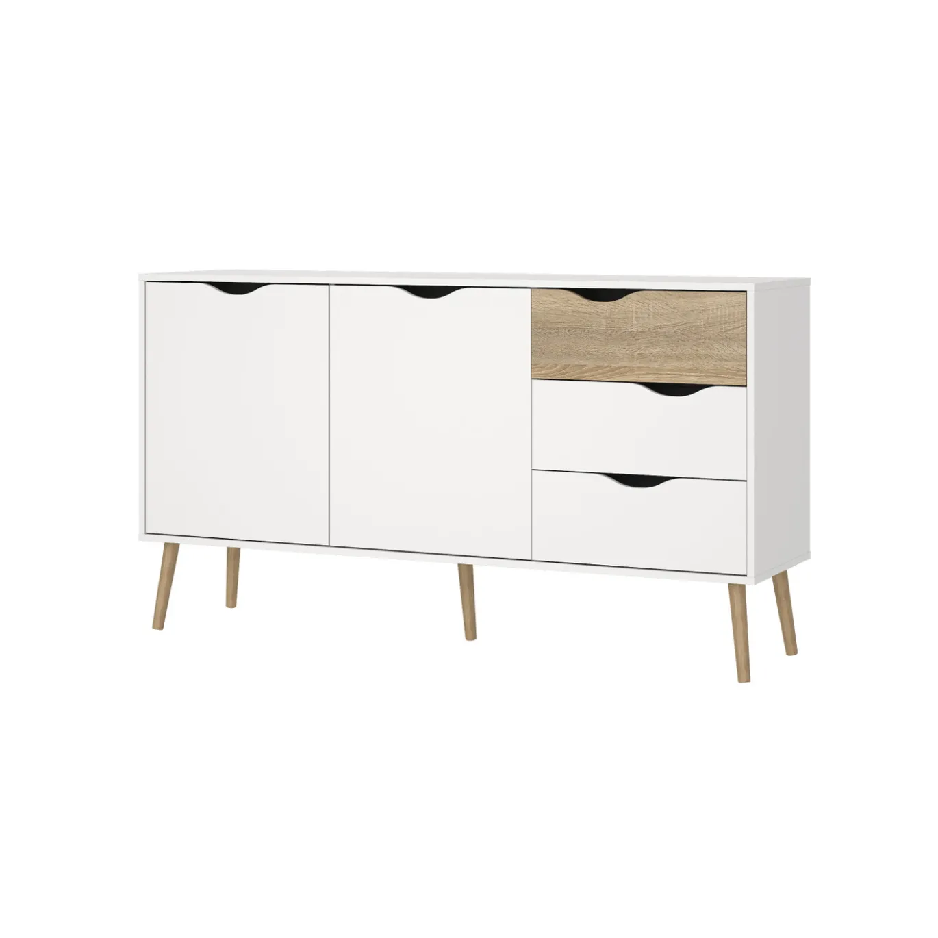 Dressoir Oslo Wit/Naturel 2-deurs + 3-lades - Giga Living