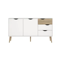 Dressoir Oslo Wit/Naturel 2-deurs + 3-lades - Giga Living