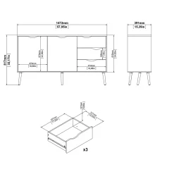 Dressoir Oslo Wit/Naturel 2-deurs + 3-lades - Giga Living