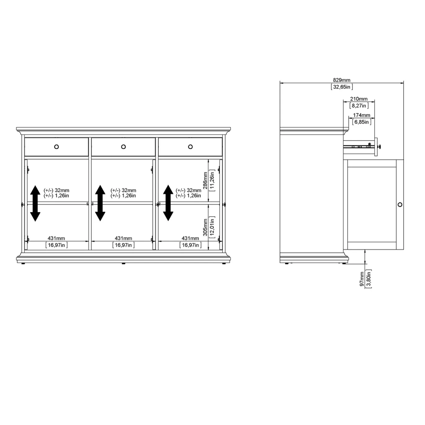 Dressoir Paris Matgrijs - Giga Living