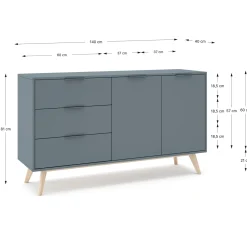 Dressoir Pisco 2d3L Khaki Groen/wit Wax - Giga Meubel