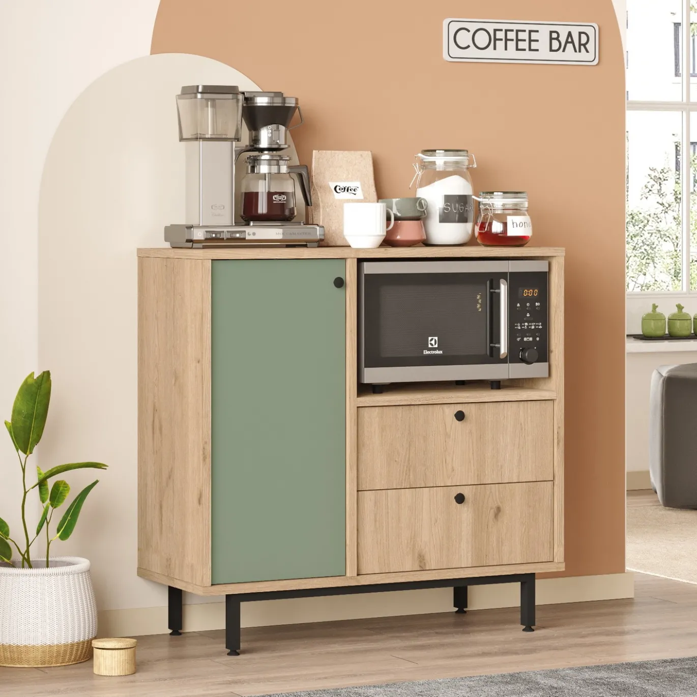 Dressoir Roland Groen/Naturel 88cm