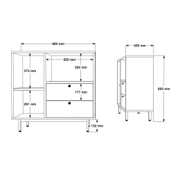 Dressoir Roland Wit/Naturel 88cm