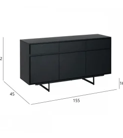Dressoir Tokyo 3-Deurs Zwart - Giga Meubel