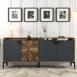 Dressoir Venedik Melamine Walnoot Antraciet
