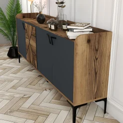 Dressoir Venedik Melamine Walnoot Antraciet