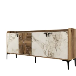 Dressoir Venedik Melamine Walnoot Wit Marmer