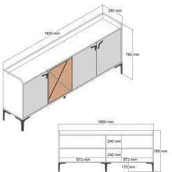 Dressoir Venedik Walnoot