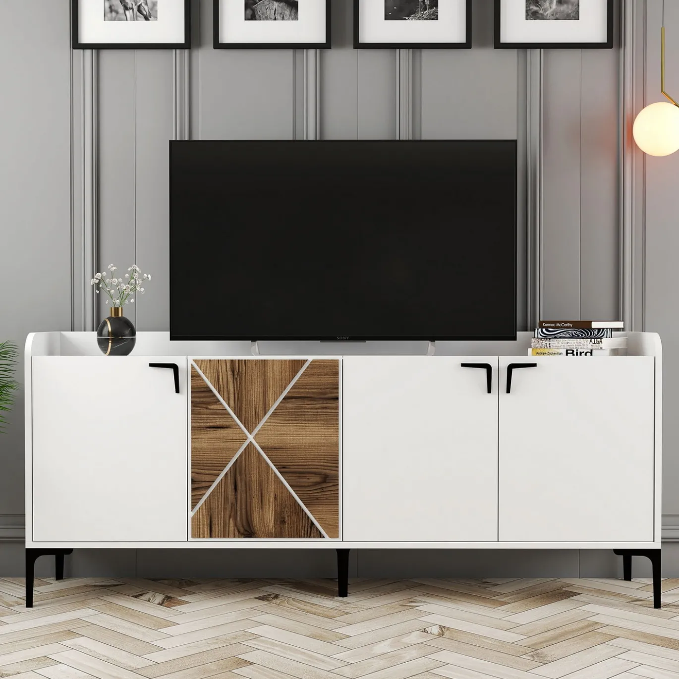 Dressoir Venedik Wit/Walnoot