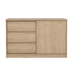 Dressoir Ylva met 1 Schuifdeur + 3 lades Hickory - Giga Living