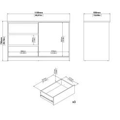 Dressoir Ylva met 1 Schuifdeur + 3 lades Hickory - Giga Living