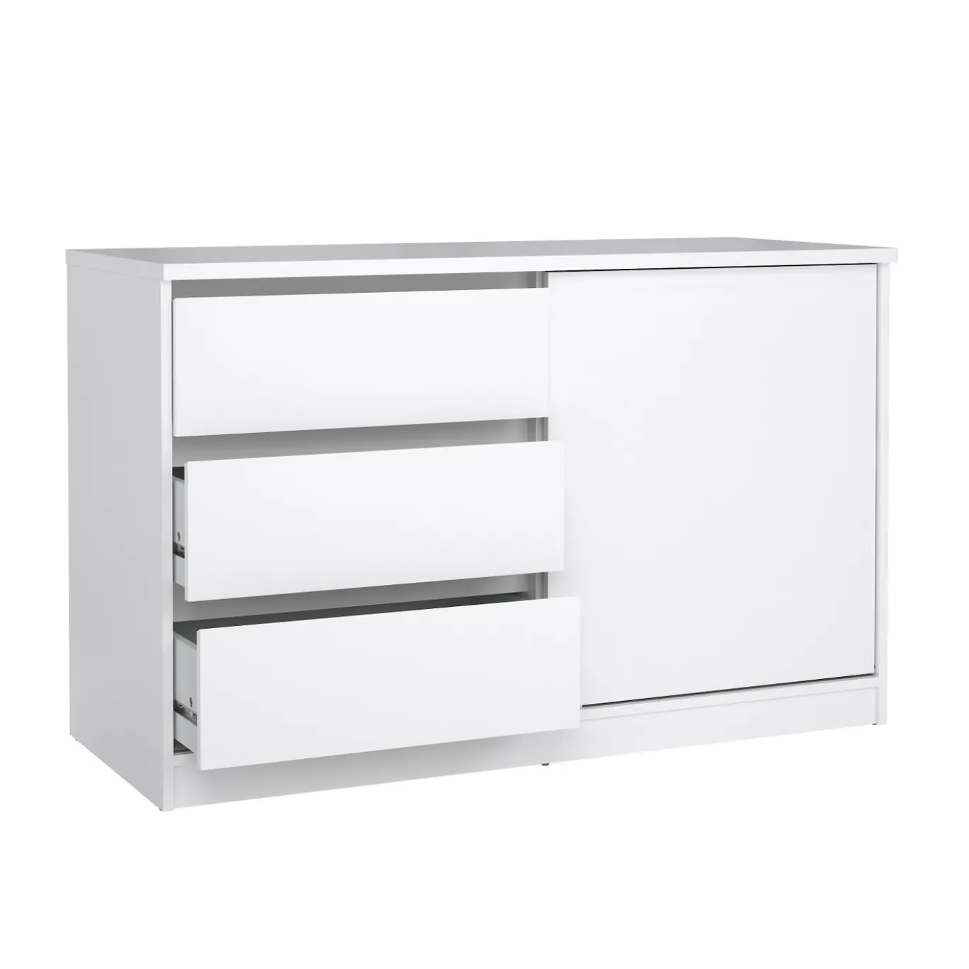 Dressoir Ylva met 1 Schuifdeur + 3 lades Wit Hoogglans - Giga Living