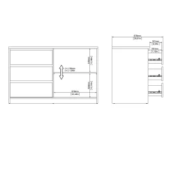 Dressoir Ylva met 1 Schuifdeur + 3 lades Wit Hoogglans - Giga Living