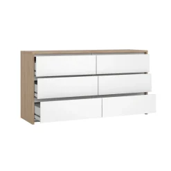 Dubbele Ladekast Next Jackson Hickory Wit Hoogglans - Giga Living