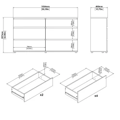 Dubbele Ladekast Nova Jackson Hickory 4+2-lades - Giga Living