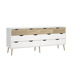 Dubbele Ladekast Oslo Wit/Naturel - Giga Living