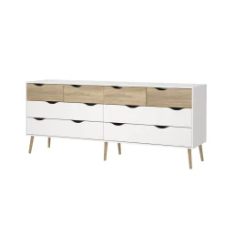 Dubbele Ladekast Oslo Wit/Naturel - Giga Living