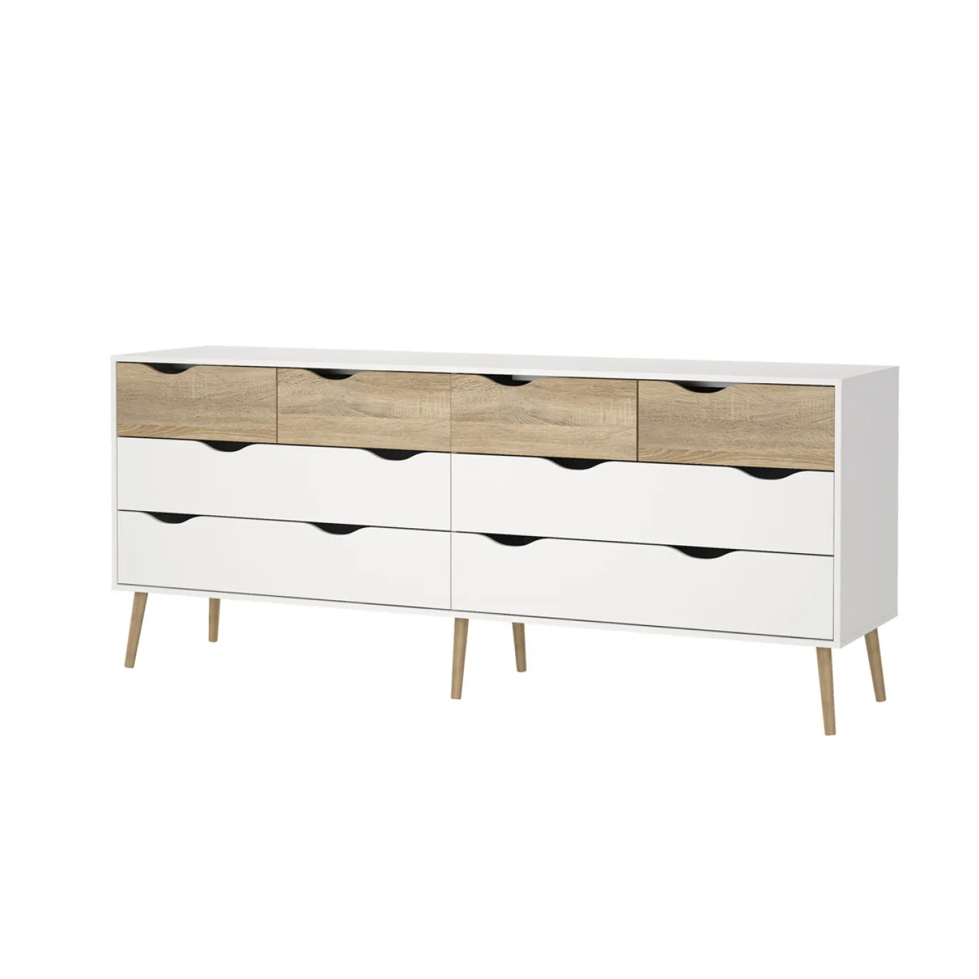 Dubbele Ladekast Oslo Wit/Naturel - Giga Living