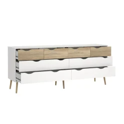 Dubbele Ladekast Oslo Wit/Naturel - Giga Living