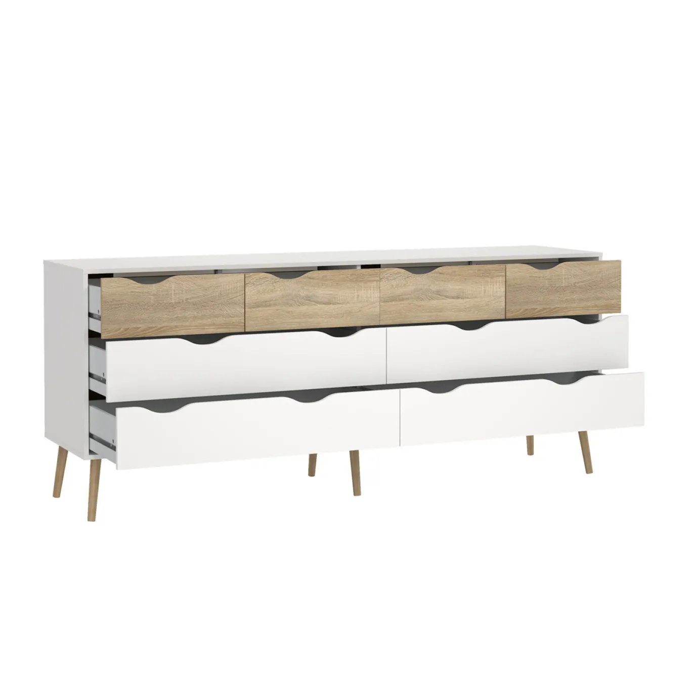 Dubbele Ladekast Oslo Wit/Naturel - Giga Living